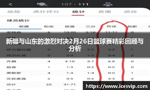 新疆与山东的激烈对决2月26日篮球赛精彩回顾与分析